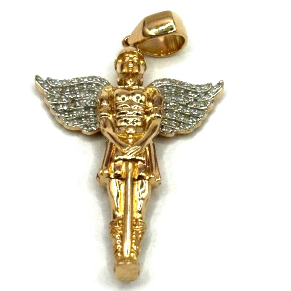 Men's Diamond Saint Michael Charm 1/3 ct tw 10K Yellow Gold